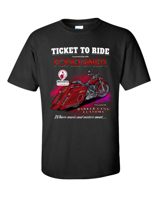 Ticket to Ride Foreigner Bike Sweepstakes T-shirt