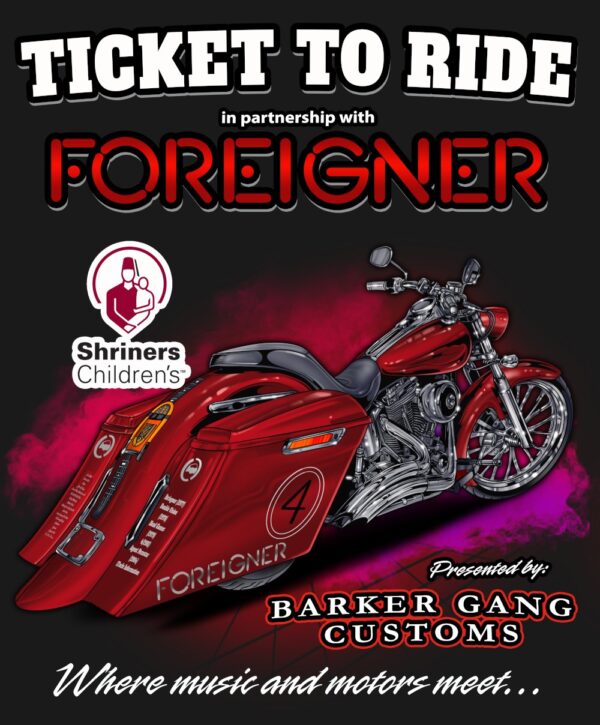Ticket to Ride Foreigner Bike Sweepstakes T-shirt graphic
